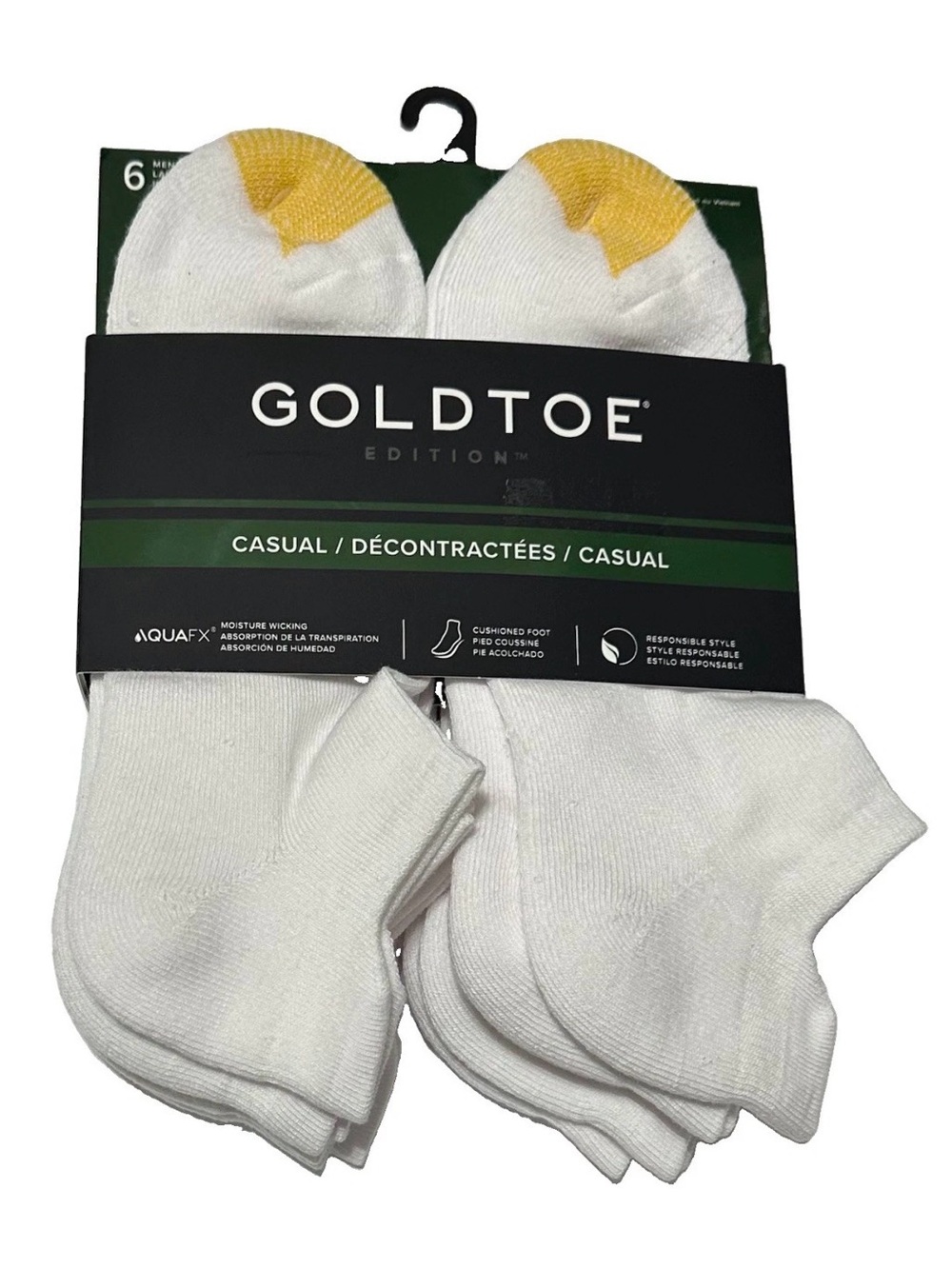 Gold Toe Edition Men's 6-Pair No Show Tab Socks Shoe Size 6-12.5 White